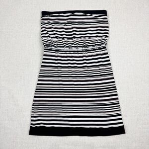 White House Black Market Strapless Dress Size XS Black White Striped